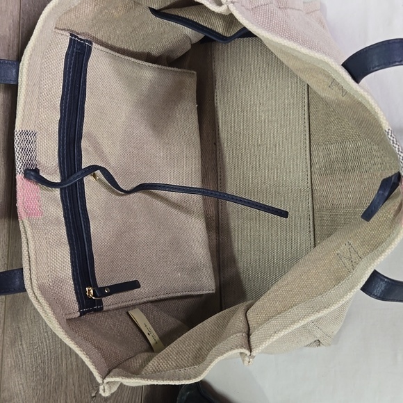 Kate Spade Striped Canvas Leather Tote Shoulder Bag - Picture 11 of 13